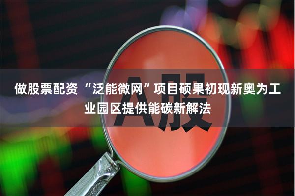 做股票配资 “泛能微网”项目硕果初现新奥为工业园区提供能碳新解法